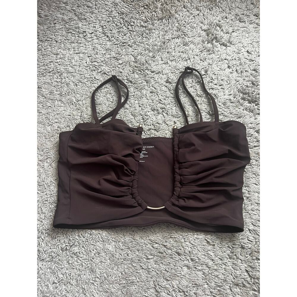 Christopher Esber Arched Ruched Cut Out Bikini Top